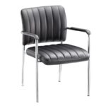 DENIM Πολυθρόνα Γραφείου Επισκέπτη Χρώμιο, Pu Μαύρο 57x60x83cm - Image 5