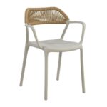 DOLLI Πολυθρόνα Στοιβαζόμενη, PP-UV Γκρι, Rope Wicker Φυσικό 58x53x77cm - Image 7