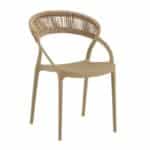 DORA Πολυθρόνα Στοιβαζόμενη, PP Tortora, Rope Wicker Φυσικό 53x61x78cm - Image 4