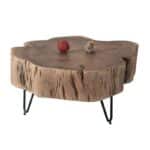 DUNNO Τραπεζάκι Σαλονιού Καθιστικού, Μέταλλο Βαφή Μαύρο, Ξύλο Ακακία Φυσικό 58x56x30cm - Image 3