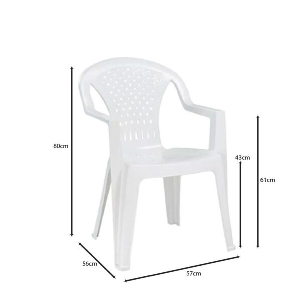 PORTOFINO Πολυθρόνα Τραπεζαρίας Κήπου - Βεράντας, PP Άσπρο, Στοιβαζόμενη 57x56x80cm - Image 12