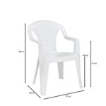 PORTOFINO Πολυθρόνα Τραπεζαρίας Κήπου - Βεράντας, PP Άσπρο, Στοιβαζόμενη 57x56x80cm - Image 8