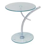 RAVEL Τραπεζάκι Βοηθητικό Χρώμιο - Γυαλί Clear Tempered Φ50cm H.58cm - Image 5