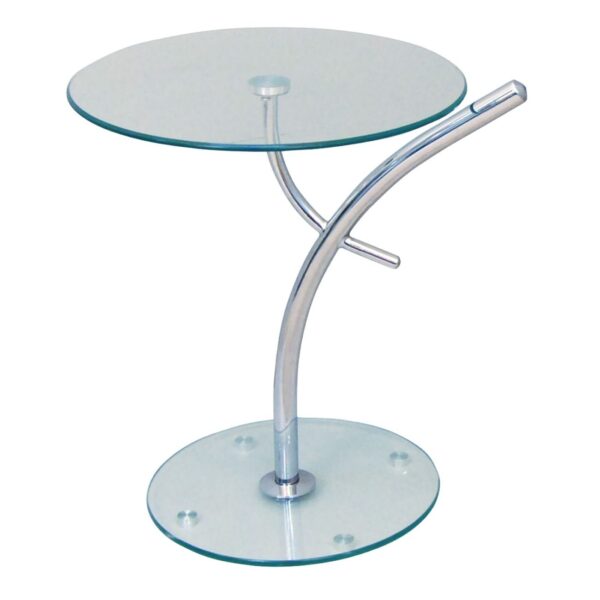 RAVEL Τραπεζάκι Βοηθητικό Χρώμιο - Γυαλί Clear Tempered Φ50cm H.58cm - Image 5