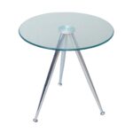 MABEL Τραπεζάκι Βοηθητικό Μέταλλο Χρώμιο - Γυαλί Clear Tempered 8mm Φ50 H.51cm - Image 5