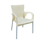 LARA Πολυθρόνα Pro Dining Στοιβαζόμενη, ALU Silver, PP - UV Protection Απόχρωση Εκρού 60x52x85cm - Image 6