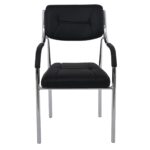 ALPHA Πολυθρόνα Γραφείου Επισκέπτη, Χρώμιο, Pu Μαύρο 52x58x87cm - Image 12