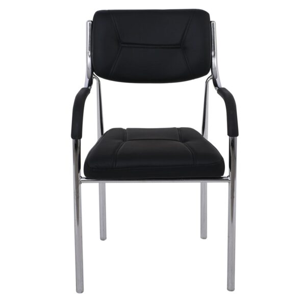 ALPHA Πολυθρόνα Γραφείου Επισκέπτη, Χρώμιο, Pu Μαύρο 52x58x87cm - Image 12