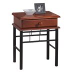 FLORA Κομοδίνο Μέταλλο Βαφή Μαύρο, Ξύλο Καρυδί 33x45x59cm - Image 4