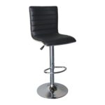 ALFI Σκαμπό BAR με Πλάτη, Βάση Χρώμιο, PU Μαύρο, Ρύθμιση Ύψους, Περιστρεφόμενο 41x50x59/94-80/115cm - Image 5