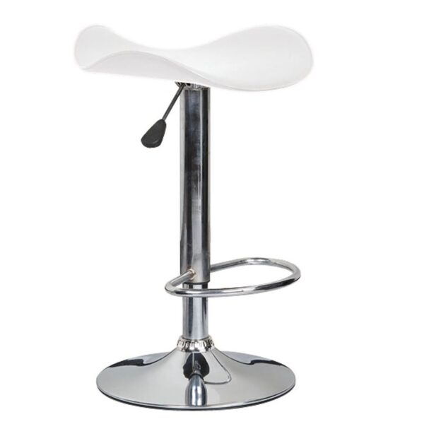 SADDLE Σκαμπό BAR, Βάση Χρώμιο, Pvc Άσπρο, Ρύθμιση Ύψους, Περιστρεφόμενο 45x43x58/64-79/85cm - Image 4