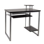 ΓΡΑΦΕΙΟ με Βάση Η/Υ και Ράφι Πληκτρολογίου, Μέταλλο Βαφή Silver, MDF απόχρωση Wenge 85x55x76/87cm - Image 4