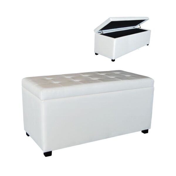 DENISE Σκαμπό με Αποθηκευτικό Χώρο - Ταμπουρέ, PU Εκρού 88x43x45cm - Image 5