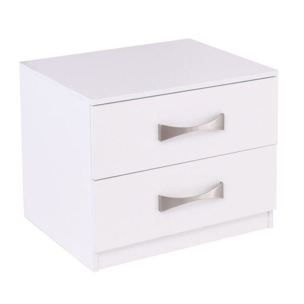 LIFE Κομοδίνο με 2 Συρτάρια, Απόχρωση Άσπρο 48x40x39cm - Image 4