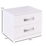 LIFE Κομοδίνο με 2 Συρτάρια, Απόχρωση Άσπρο 48x40x39cm - Image 5