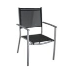 PLAZA Πολυθρόνα Dining Αλουμίν.Silver/Textilene Μαύρο 63x58x88cm - Image 4