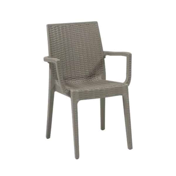 DAFNE Πολυθρόνα Τραπεζαρίας Κήπου Στοιβαζόμενη, PP Rattan Look UV Protection, Tortora 54x55x85cm - Image 6