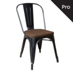 RELIX Wood Καρέκλα-Pro, Στοιβαζόμενη, Μέταλλο Βαφή Μαύρο, Κάθισμα Dark Oak 45x51x85cm - Image 5