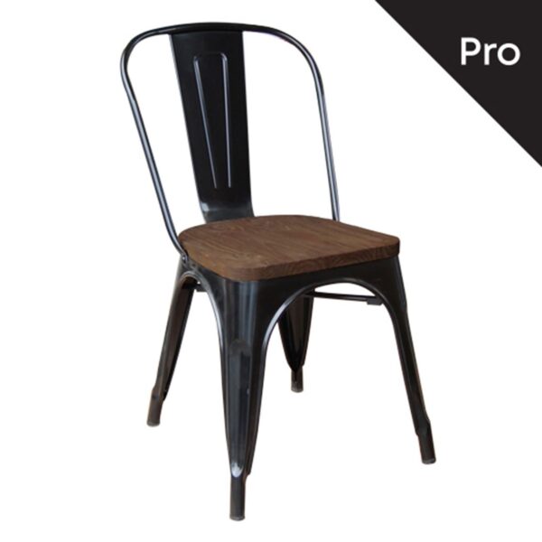 RELIX Wood Καρέκλα-Pro, Στοιβαζόμενη, Μέταλλο Βαφή Μαύρο, Κάθισμα Dark Oak 45x51x85cm - Image 5