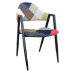 DELTA Πολυθρόνα Μέταλλο Βαφή Μαύρο, Ύφασμα Patchwork 50x55x80cm - Image 5