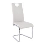 CROFT Καρέκλα Τραπεζαρίας - Κουζίνας, Μέταλλο Χρώμιο, PU Άσπρο 43x58x102cm - Image 5