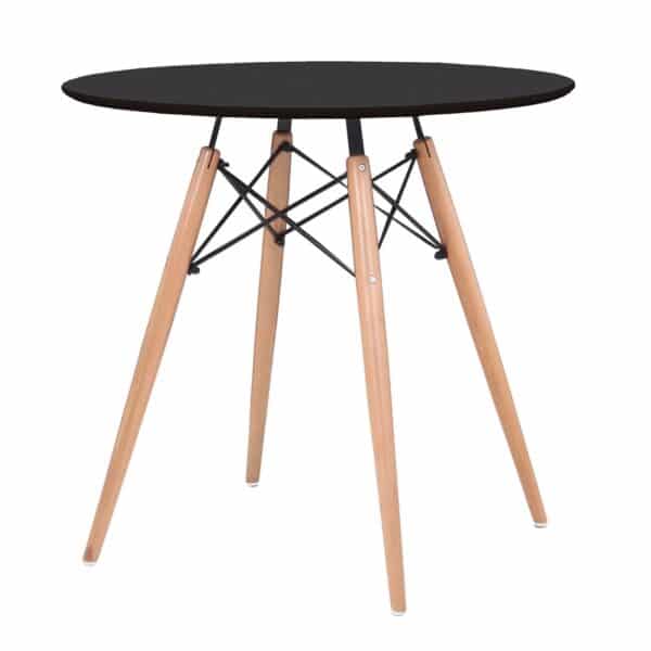 ART Wood Τραπέζι, Πόδια Οξιά Φυσικό, Επιφάνεια MDF Μαύρο Φ80cm H.74cm - Image 5