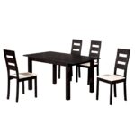 MILLER Set Τραπεζαρία Κουζίνας Ξύλινη Επεκτεινόμενο Τραπέζι + 4 Καρέκλες Σκ.Καρυδί-PVC Εκρού Table120+30x80x74Chair45x52x97 - Image 4