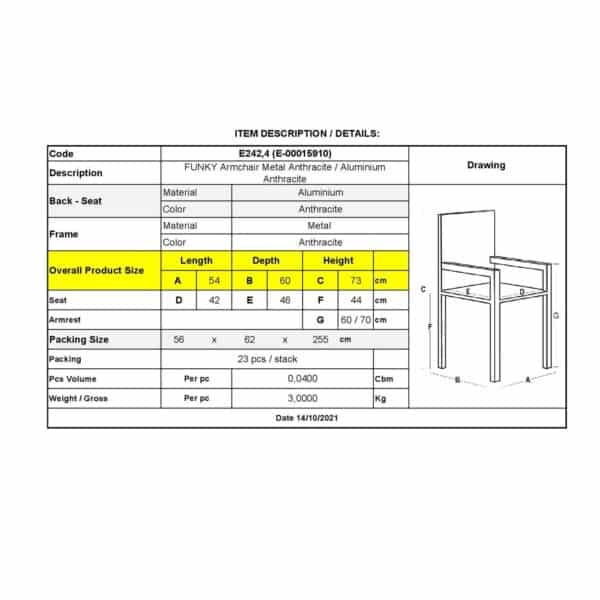 FUNKY Πολυθρόνα Μέταλλο - Αλουμίνιο Βαφή Ανθρακί 54x60x73cm - Image 8