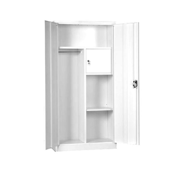 ΝΤΟΥΛΑΠΑ Δίφυλλη - Εσωτερικό Ντουλάπι, 3 Ράφια, Θέσεις για Κρεμάστρες, Μέταλλο Βαφή Άσπρο 90x45x185cm - Image 6