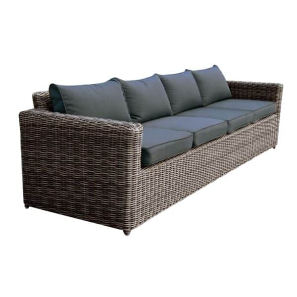 ARIZONA 4Θέσιος Καναπές Κήπου ALU, 4mm Half-Round Wicker Grey Brown, Μαξιλάρια Ανθρακί 252x77x73cm - Image 4