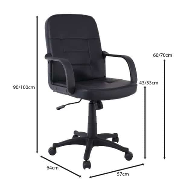 BF1300 Πολυθρόνα Γραφείου PU Μαύρο 57x64x90/100cm - Image 10
