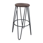 ARCO Wood Σκαμπό Bar, Μέταλλο Βαφή Μαύρο, Ξύλο Απόχρωση Dark Oak Φ52cm H.76cm ( Κάθισμα Φ33cm) - Image 4