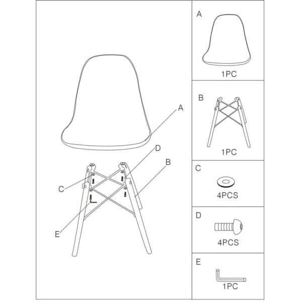 ART Wood Καρέκλα Τραπεζαρίας - Κουζίνας, Πόδια Οξιά, Κάθισμα PET Clear - 1 Step K/D 45x48x81cm - Image 13
