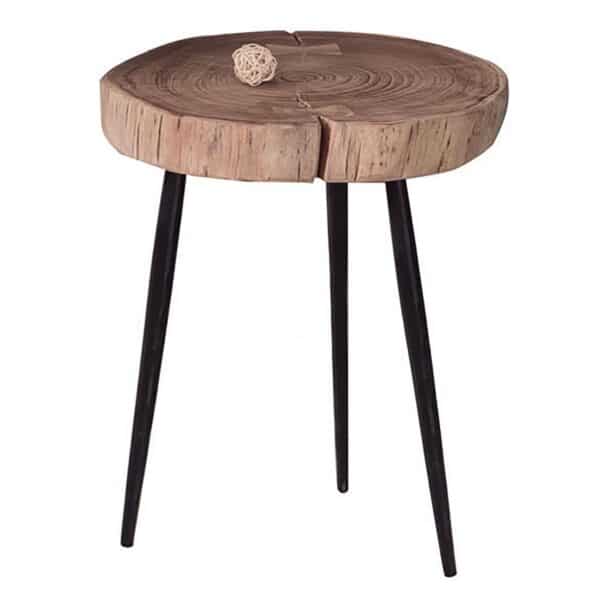 PATEL Τραπεζάκι Σαλονιού Καθιστικού, Μέταλλο Βαφή Μαύρο, Ξύλο Ακακία Φυσικό +/-34x33x40cm - Image 5
