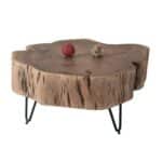 DUNNO Τραπεζάκι Σαλονιού Καθιστικού, Μέταλλο Βαφή Μαύρο, Ξύλο Ακακία Φυσικό 58x56x30cm - Image 4