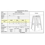 RELIX Σκαμπό Bar-Pro H.67cm, Στοιβαζόμενο, Μέταλλο Βαφή Άσπρο 43x43 H.67cm - Image 6