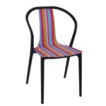 VISION Καρέκλα Στοιβαζόμενη, Ύφασμα Ριγέ, PP Μαύρο 57x53x89cm - Image 5