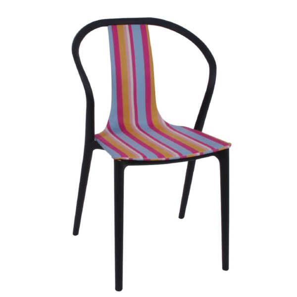 VISION Καρέκλα Στοιβαζόμενη, Ύφασμα Ριγέ, PP Μαύρο 57x53x89cm - Image 5