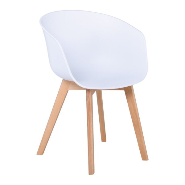 OPTIM Πολυθρόνα Ξύλινο Πόδι Οξιά Φυσικό, PP Άσπρο 54x51x79cm - Image 8