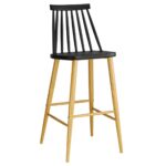 LAVIDA Σκαμπό BAR με Πλάτη, Μέταλλο Βαφή Φυσικό, PP Μαύρο 43x49x76/107cm - Image 5