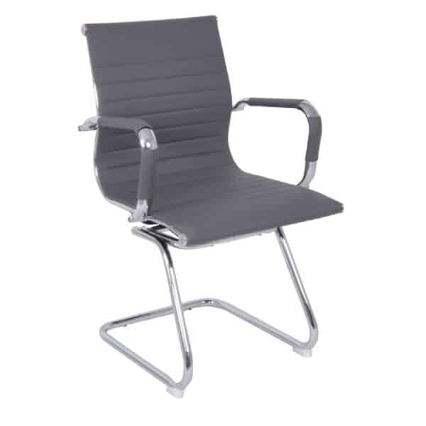 BF3300V Πολυθρόνα Γραφείου Επισκέπτη, Μέταλλο Βάση Χρώμιο PU Γκρι 55x60x91cm - Image 5