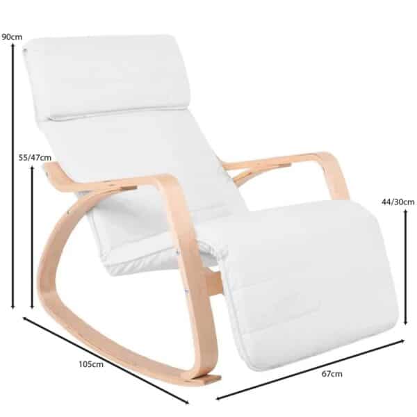 HAMILTON Super Relax Πολυθρόνα Σαλονιού - Καθιστικού, Σημύδα, Ύφασμα Άσπρο 67x105x90cm - Image 8