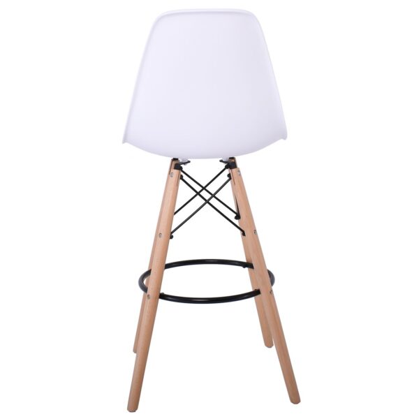ART Wood Σκαμπό BAR με Πλάτη, Πόδια Οξιά Φυσικό, PP Άσπρο 47x54x71/109cm - Image 10