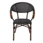 COSTA Πολυθρόνα Dining Αλουμινίου, Απόχρωση Καρυδί Textilene Μαύρο 58x57x83cm - Image 9