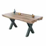 VILLAGE Τραπέζι Τραπεζαρίας Μέταλλο Βαφή Μαύρο, Ξύλο Ακακία Φυσικό 200x95x76cm - Image 4