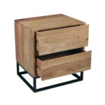 NEPAL Κομοδίνο Μέταλλο Βαφή Μαύρο, Ξύλο Ακακία Φυσικό 50x40x55cm - Image 6