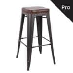 RELIX Σκαμπό Bar-Pro, Στοιβαζόμενο, Μέταλλο Βαφή Antique Black, Pu Σκούρο Καφέ 43x43x78cm - Image 4