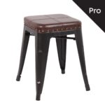 RELIX Σκαμπό-Pro, Στοιβαζόμενο, Μέταλλο Βαφή Antique Black, Pu Σκούρο Καφέ 39x39x45cm - Image 4