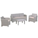 SAVANNA Set Σαλόνι Κήπου Βεράντας  K/D, PP-UV Sand Grey Μαξιλάρια Μπεζ Table+Sofa 3Seater+2 Armchairs - Image 5