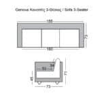 GENOVA Καναπές Σαλονιού Καθιστικού 3Θέσιος, Inox Pu Μαύρο 188x73x71cm - Image 6